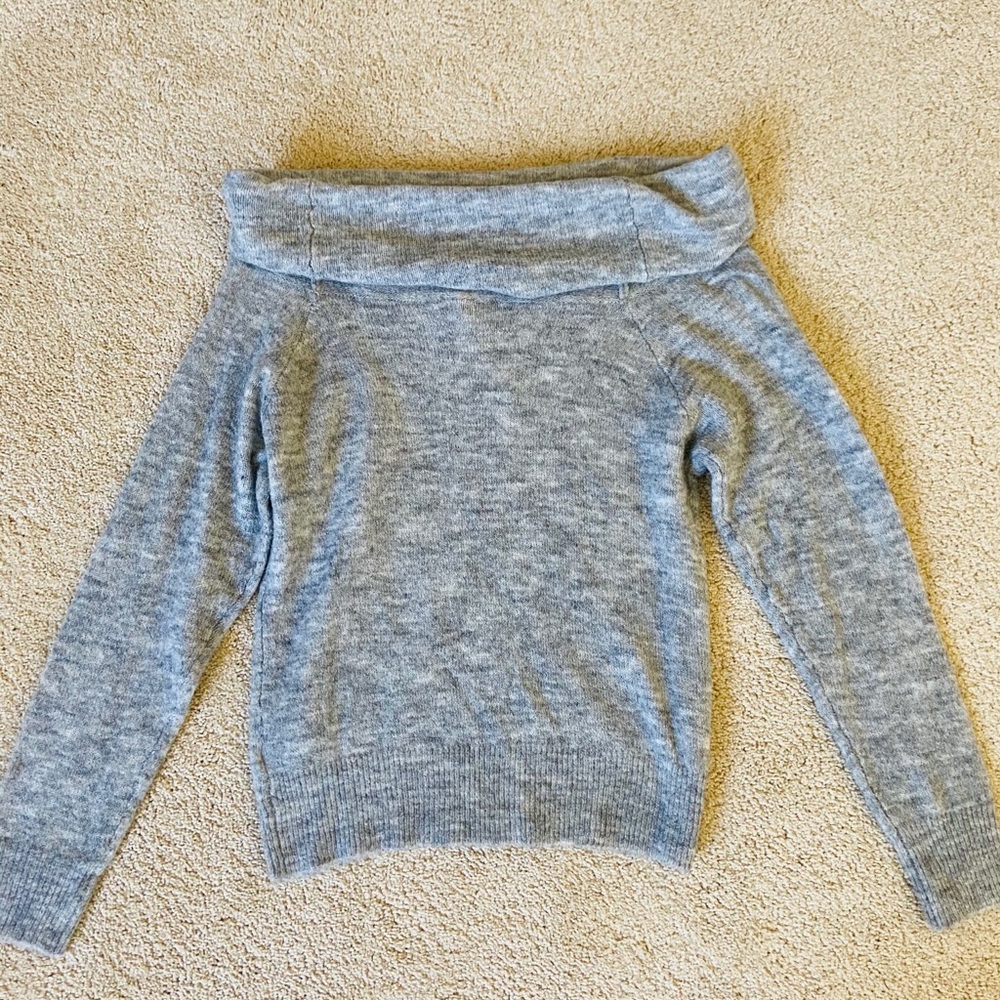 Off the shoulder gray sweater